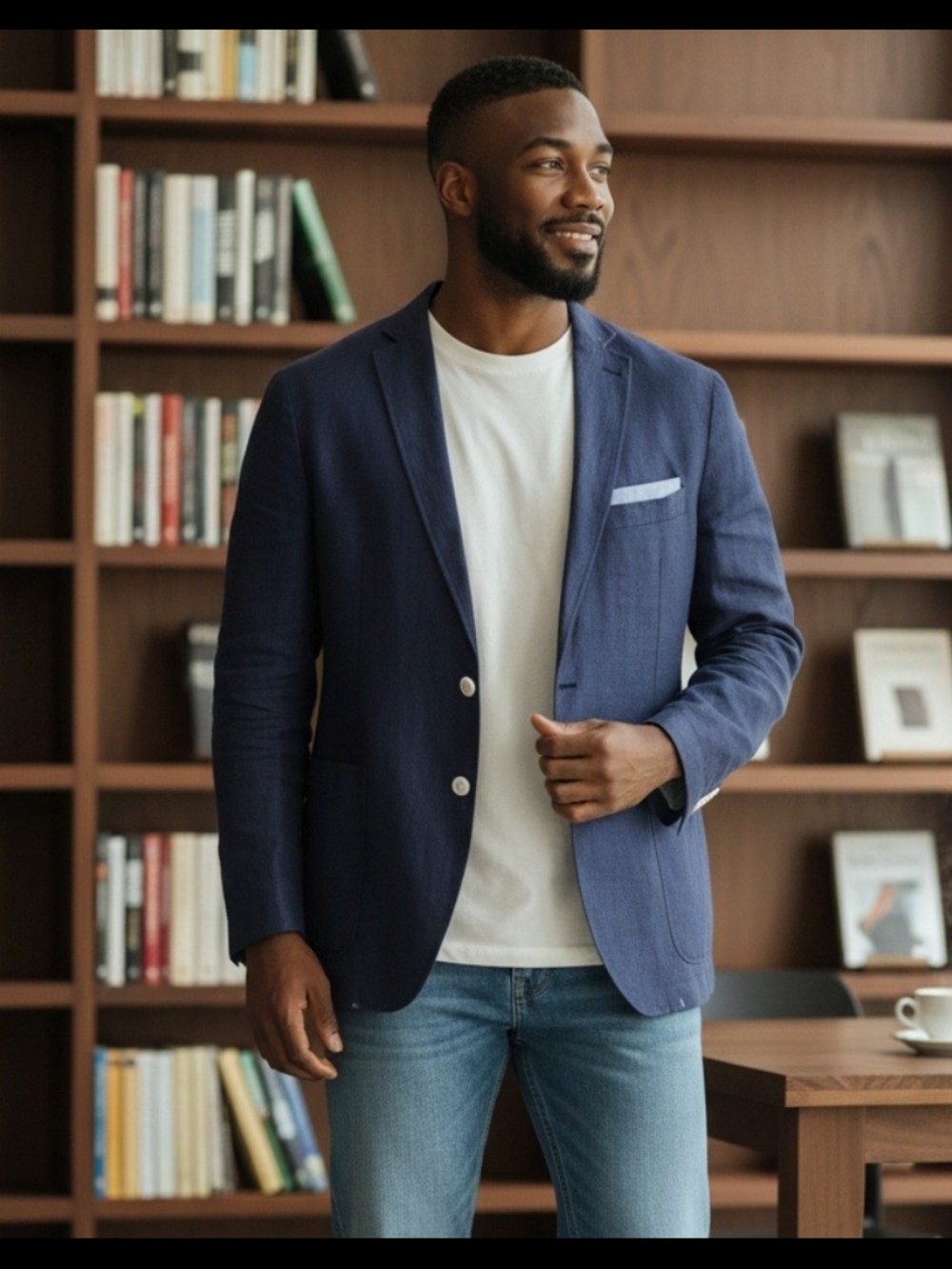 Classic Men's Navy Blazer - Timeless Smart-Casual Jacket